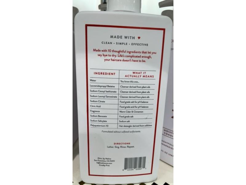 Native Moisturizing Shampoo, Warm Cider & Cinnamon, 16.5 fl oz/487 mL