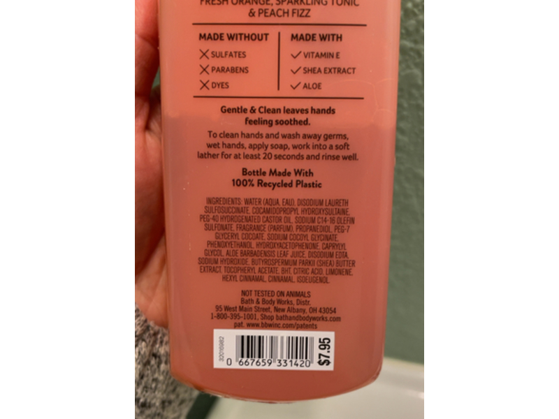 Bath & Body Works Gentle & Clean Hand Soap, Sparkling Orange, 8.75 fl oz/259 mL