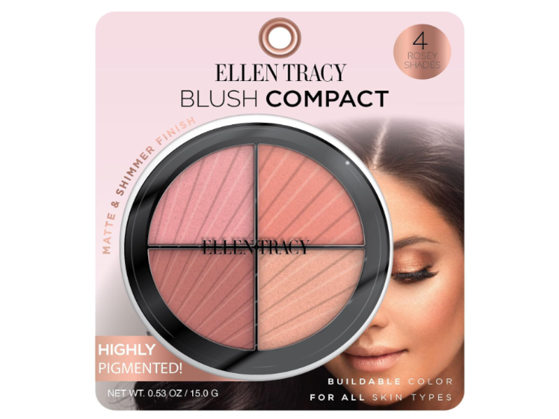 Ellen Tracy Blush Compact, 4 Rosy Shades, 0.49 oz/14 g