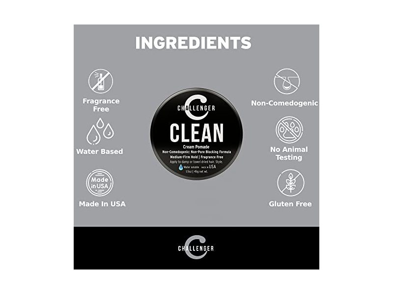 Challenger Men’s Clean Cream Pomade, 1.5 oz/45 g