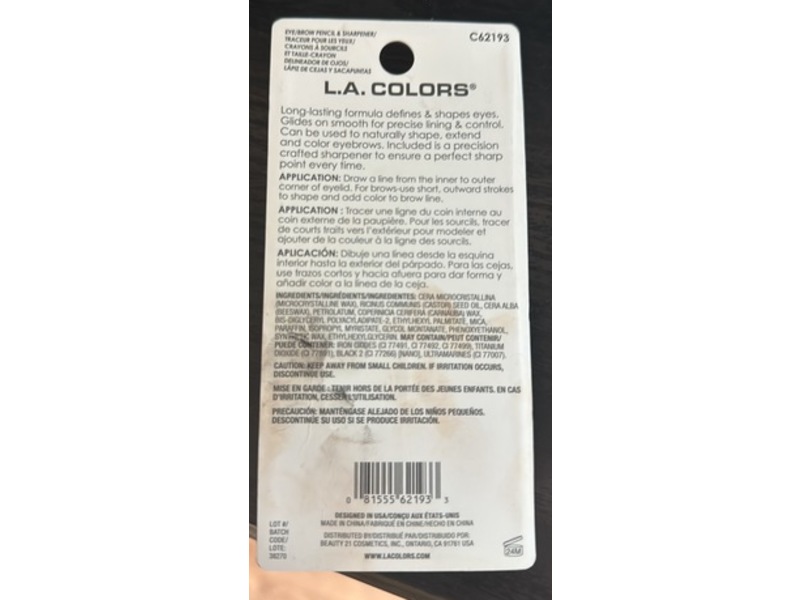 L.A. Colors Eyeliner/Brow Pencil Duo, Black, 0.035 oz/1 g