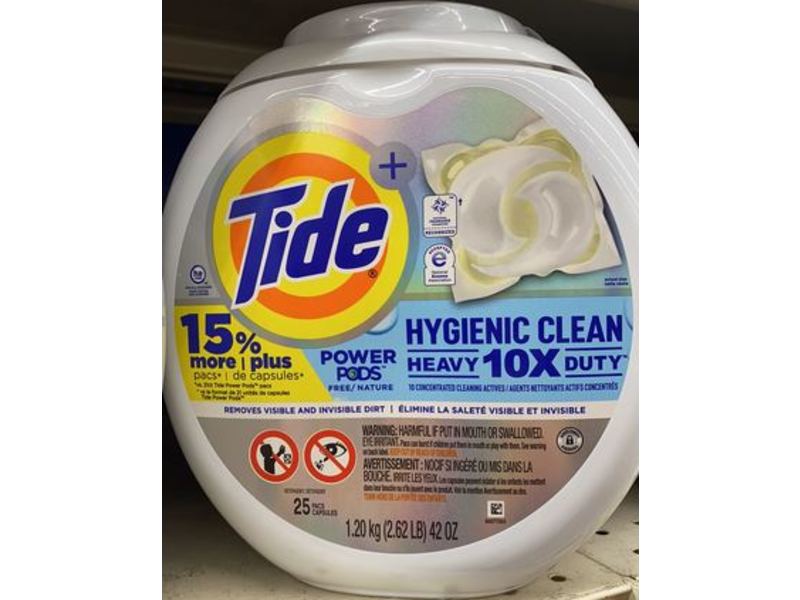 Tide Plus Hygienic Clean Heavy Duty 10X Power Pods, Free/Nature, 42 oz/1.20 kg, 25 Count