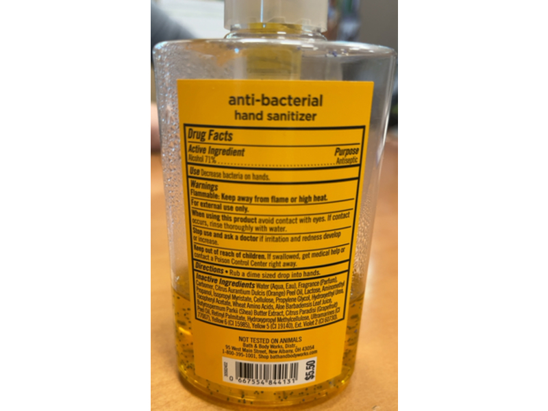 Bath & Body Works Anti Bacterial Hand Sanitizer, Sunshine & Lemons, 7.6 fl oz/225 mL