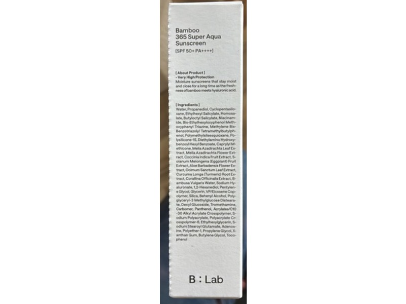 B:Lab Perfect Balance [6:4] Bamboo 365 Super Aqua Sunscreen, SPF 50+ PA++++, 1.69 fl oz/50 mL