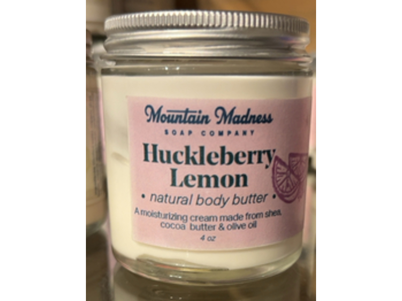 Mountain Madness Soap Company Natural Body Butter, Huckleberry Lemon, 4 oz