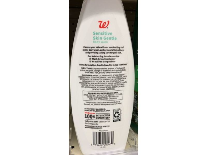Walgreens Sensitive Skin Gentle Body Wash, 22 fl oz/651 mL