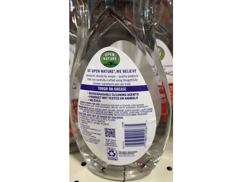 Open Nature Dish Washing Liquid, Grapefruit, 25 fl oz/739 mL