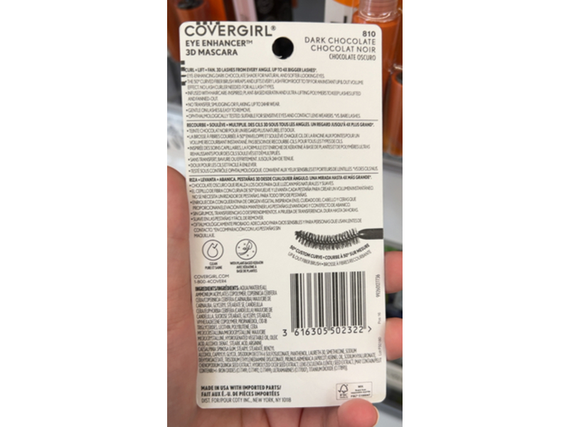CoverGirl Eye Enhancer 3D Mascara, 810 Dark Chocolate, 0.3 fl oz/9 mL