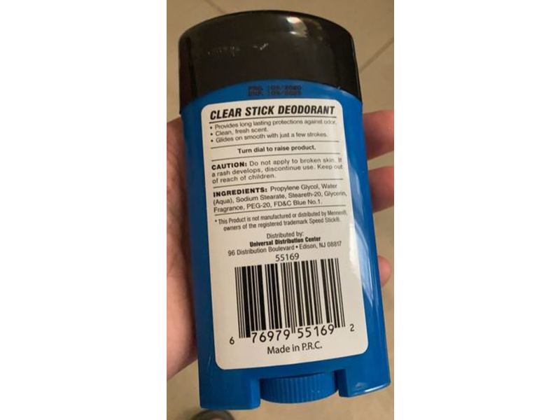 Clear Stick Deodorant, Clean Fresh Scent, 2.25 oz/64 g