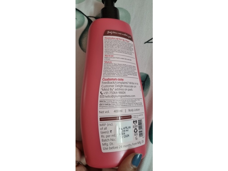 Plum Body Lotion, Marshmallow Melt, 13.53 fl oz/400 mL