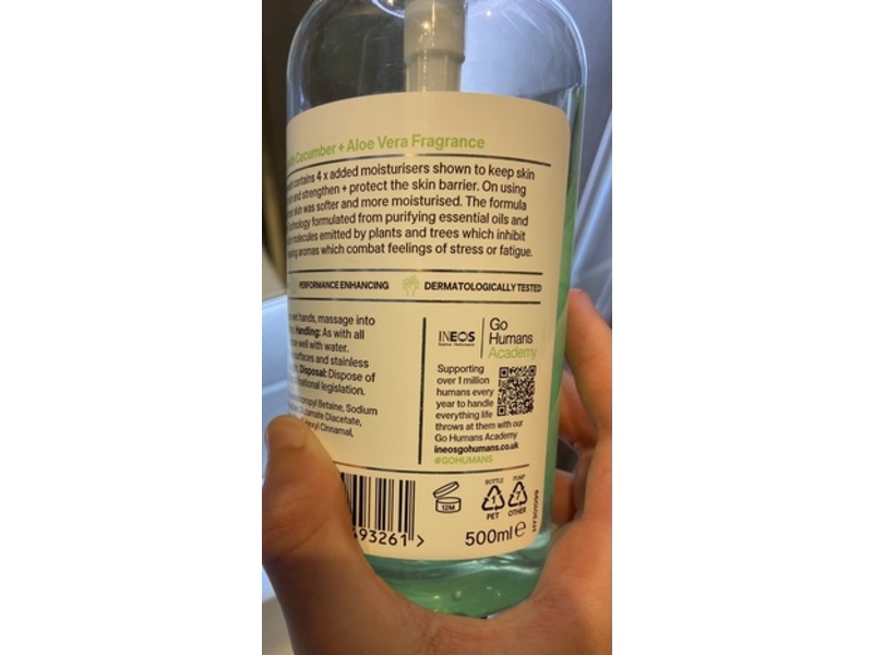 Ineos Moisturising Hand Wash, Cucumber + Aloe Vera, 500 mL, Pack Of 6