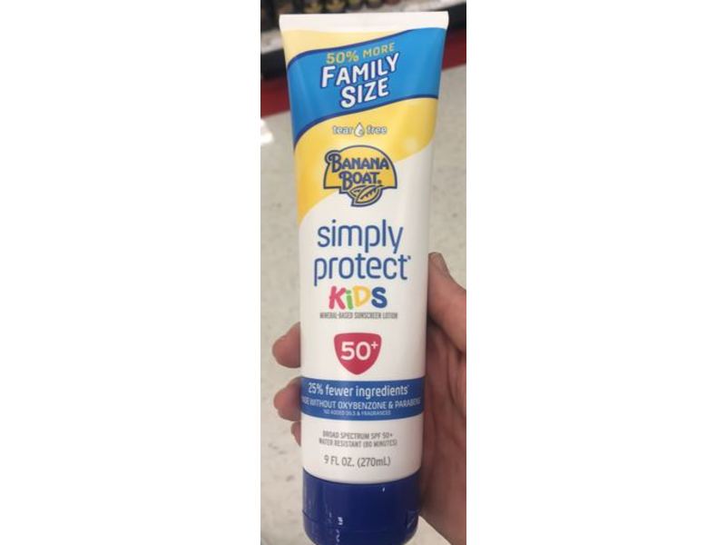 Banana Boat Simply Protect Kids Mineral-Based Sunscreen Lotion, SPF 50+, 9 fl oz/270 ml