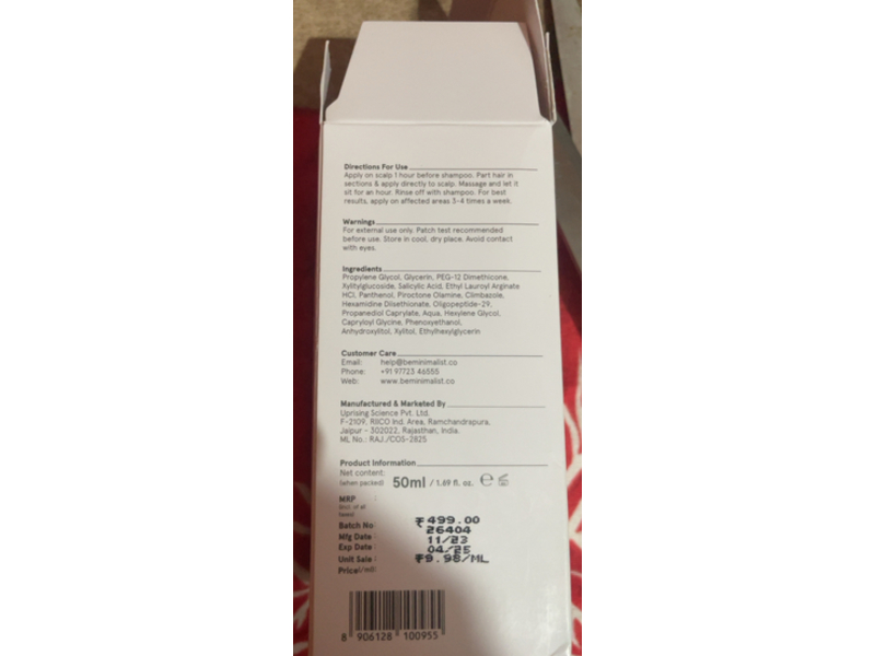 Minimalist Anti-Dandruff Serum, Cph Complex + Oligopeptide 0.8%, 1.69 fl oz/mL