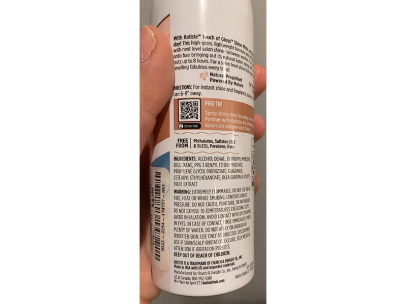 Batiste Touch Of Gloss Shine Mist, Coconut Crush, 3.0 oz/85 g