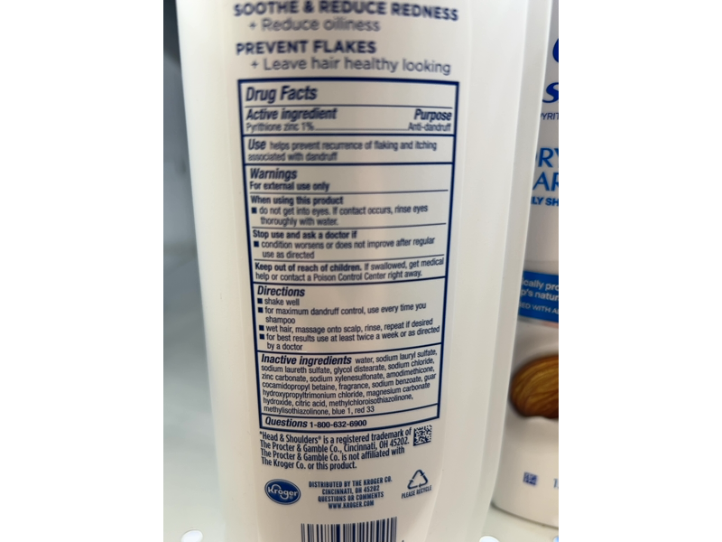 Kroger Dandruff Shampoo, Pyrithione Zinc, 20.7 fl oz/612 mL