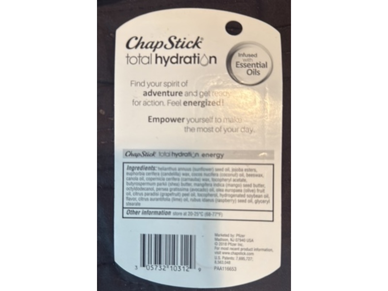 ChapStick Total Hydration Lip Balm, Grapefruit + Lime, 0.12 oz/3.5 g