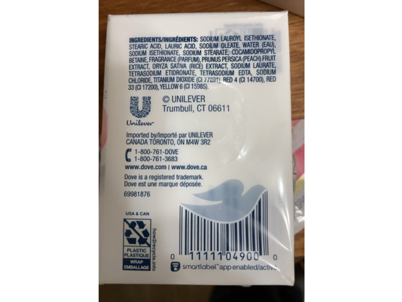 Dove Beauty Bar Soap, Rebalancing White Peach & Rice Milk, 3.17 oz/90 g, 3 Count