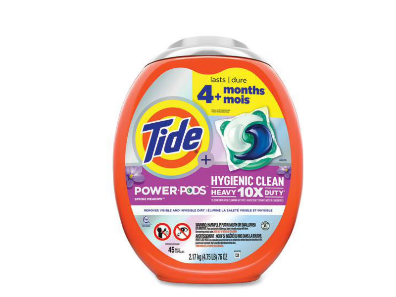 Tide Hygienic Clean Heavy 10x Duty Power Pods Laundry Detergent, Spring Meadow, 76 oz/2.17 kg, 45 Pacs