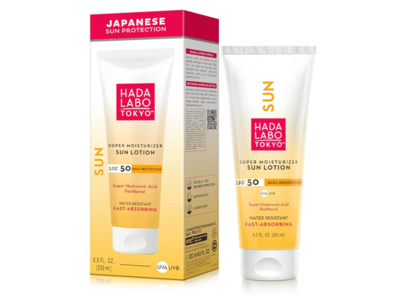 Hada Labo Tokyo Super Moisturizer Sun Lotion, SPF 50, Super Hyaluronic Acid + Panthenol, 6.8 fl oz/200 mL