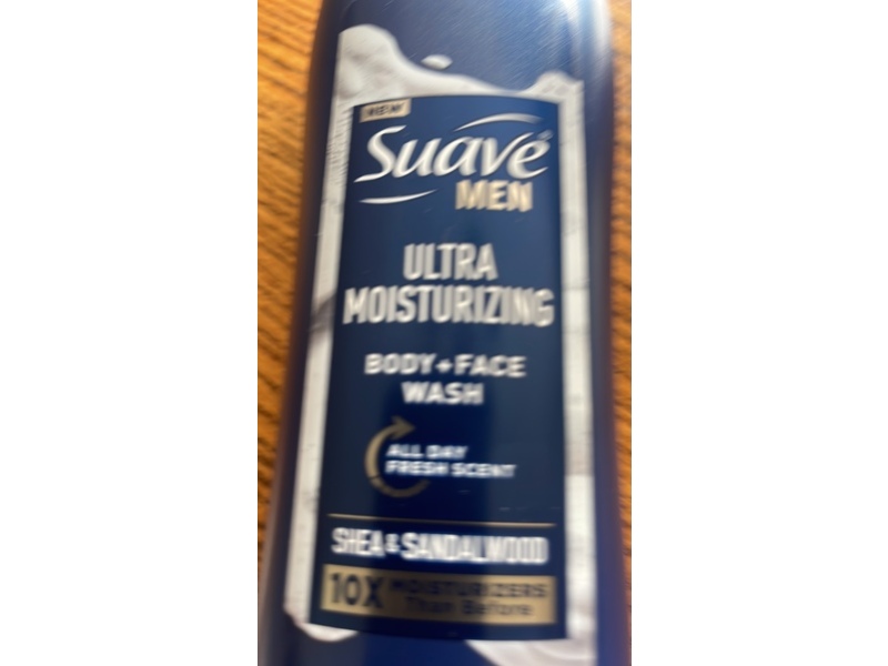 Suave Men Ultra Moisturizing Body + Face Wash, Shea & Sandalwood, 18 fl oz/532 mL
