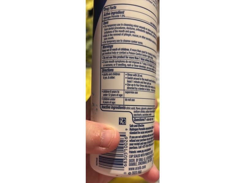 Oral-B Mouth Sore Oral Rinse, Soothing Mint, 8 fl oz/237 mL