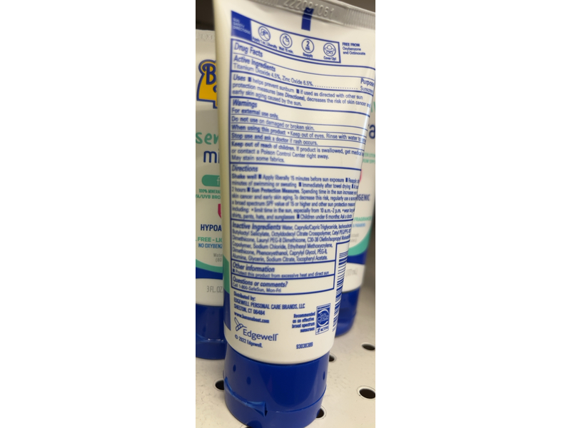 Banana Boat Sensitive Mineral Sunscreen Lotion, SPF 50+, 3 fl oz/88 mL, Pack Of 2