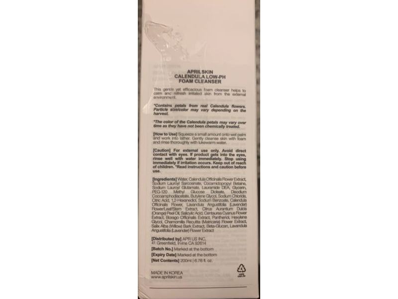 Aprilskin Real Calendula Low-PH Foam Cleanser, 6.76 fl oz/200 mL