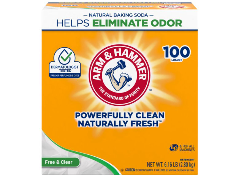 Arm & Hammer Powerfully Clean Powder Laundry Detergent, Free & Clear, 100 Loads, 2.80 kg