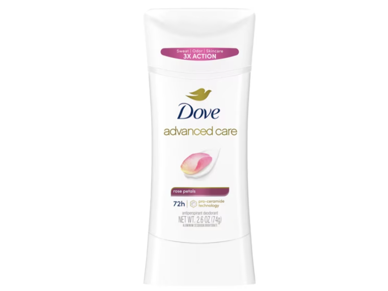 Dove Advanced Care Antiperspirant Deodorant, Rose Petal, 2.6 oz /74 g, Pack Of 5