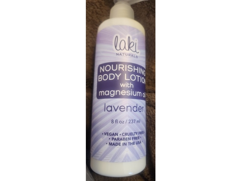 Laki Naturals Nourishing Body Lotion, Magnesium Oil, Lavender, 8 fl oz/237 mL