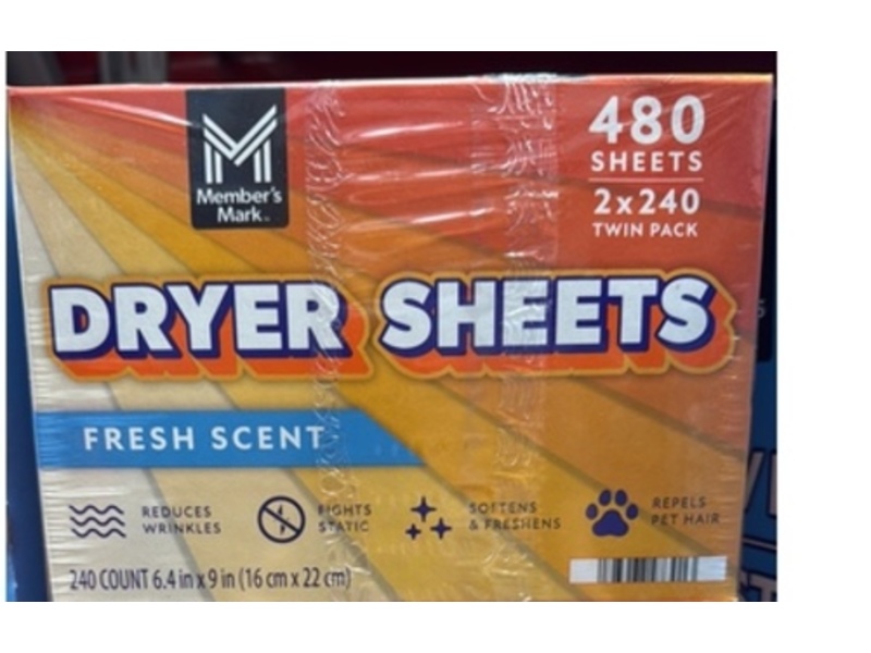 Member's Mark Dryer Sheets, Fresh Scent, 240 Count, Pack Of 2