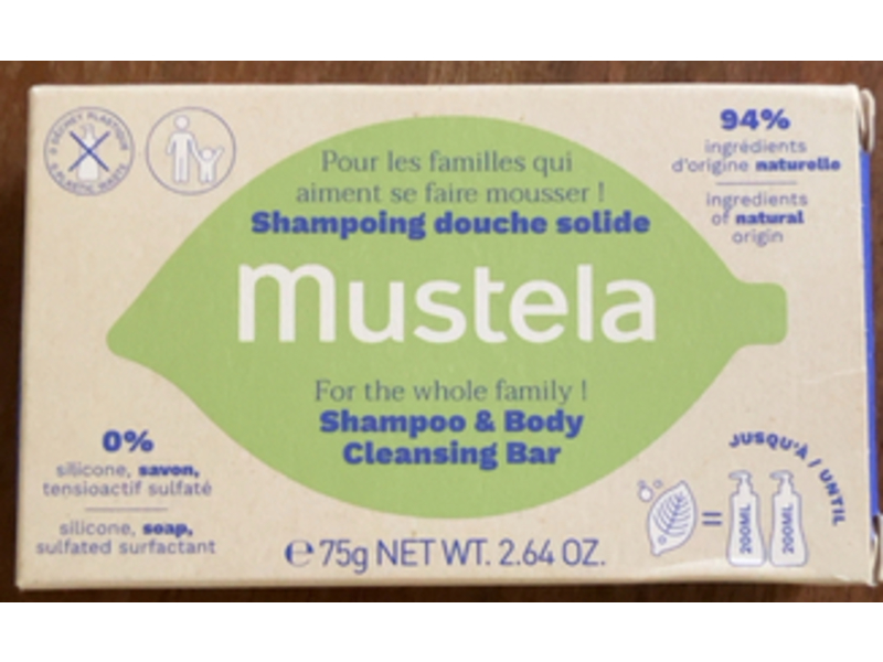 Mustela Solid Shampoo & Body Cleansing Bar, 2.64 oz/75 g