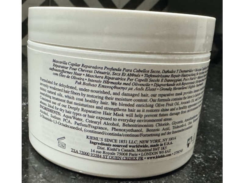 Kiehl's Olive Fruit Oil Deeply Repairative Hair Mask, Olive Fruit & Avocado Oil, 8.4 oz/250 mL