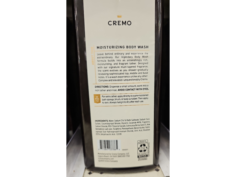 Cremo Bright & Fresh Body Wash, Italian Bergamot, 32 fl oz/946 mL