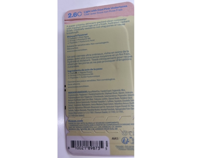 Kosas Revealer Super Creamy+Brightening Concealer, 2.6C Light, 0.07 fl oz/2 mL