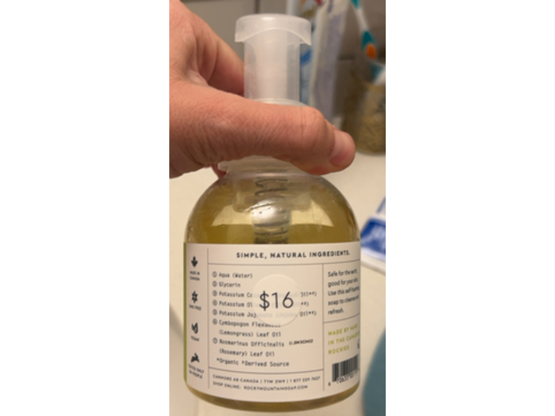 Rocky Mountain Soap Co Foaming Wash, Organic Coconut Oil + Lemongrass & Rosemary, 240 mL
