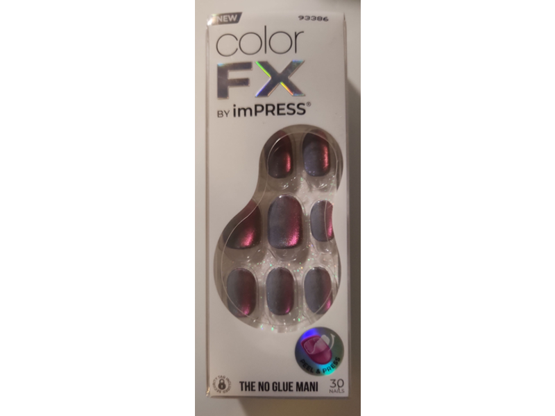 Color FX By Impress The No Glue Mani Press-On Nails, Fly Up Silver, 30 Count