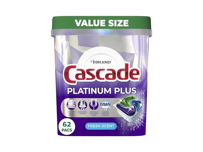 Cascade Platinum Plus Action Pacs, Fresh Scent, 33.8 oz/961 g, 62 Pacs