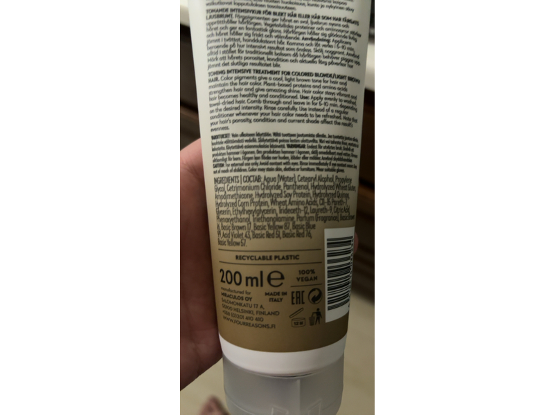 Four Reasons No Nothing Color Mask Toning Treatment, Latte, 6.76 fl oz/200 mL