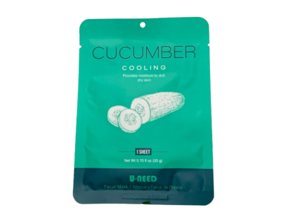 Uneed Cucumber Cooling Facial Mask, 0.70 fl oz/20 g