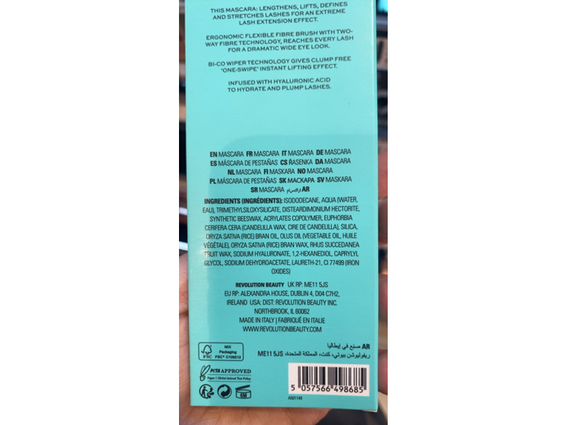 Revolution Lift & Define 5D Lash Waterproof Mascara, 0.47 fl oz/14 mL