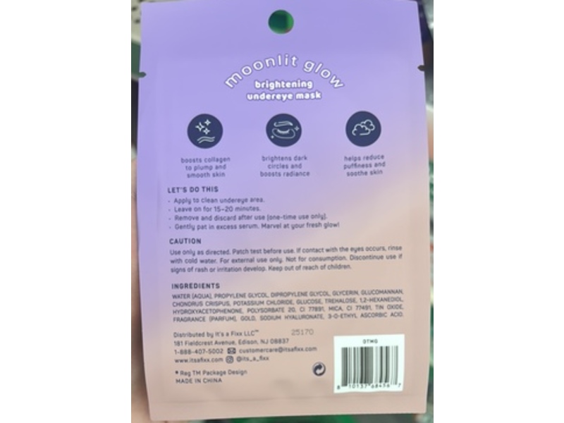 Itsafix Brightening Under Eye Mask, Moonlit Glow, 0.13 fl oz/3.8 g, 1 Pair