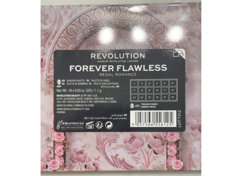 Revolution Forever Flawless Eyeshadow Palette, Regal Romance, 0.03 oz/1.1 g