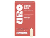 O Positiv URO Boric Acid Vaginal Suppository, Aloe, 12 Count - thumbnail 1