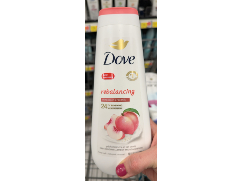 Dove Rebalancing Body Wash, White Peach & Rice Milk, 20 fl oz/591 mL