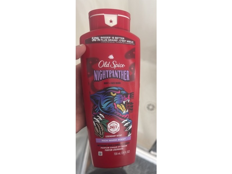 Old Spice Night Panther Body + Face Wash, Rich Warm Scent, 24 fl oz/709 mL