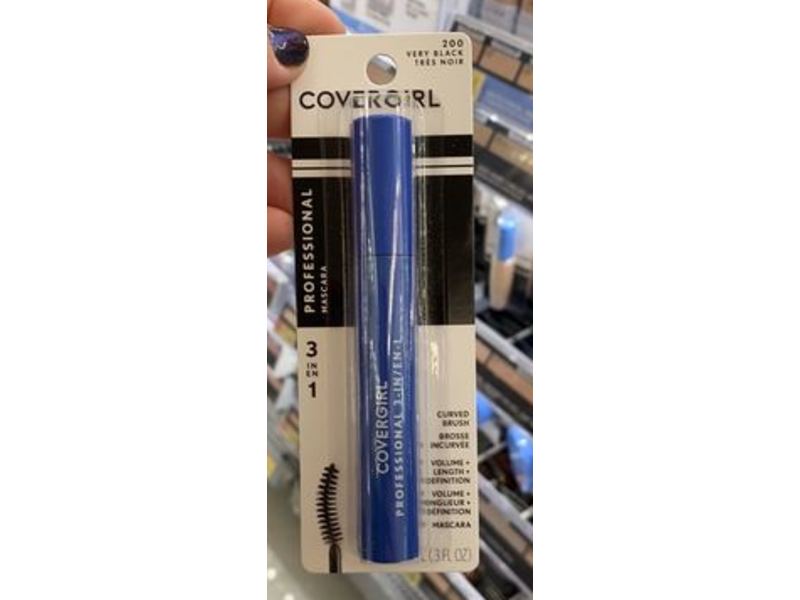 CoverGirl 3-In-1 Curved Brush Mascara, 200 Very Black, 0.3 fl oz/9 mL