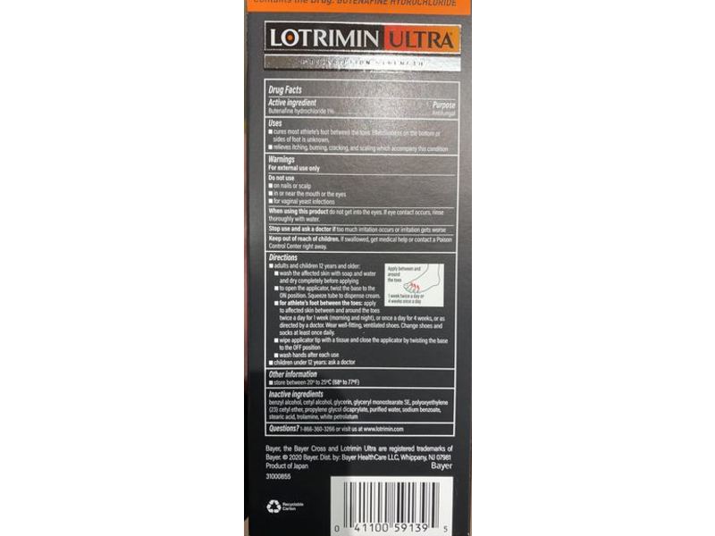 Lotrimin Ultra No Touch Applicator Athlete's Foot Cream, 0.70 oz/20 g
