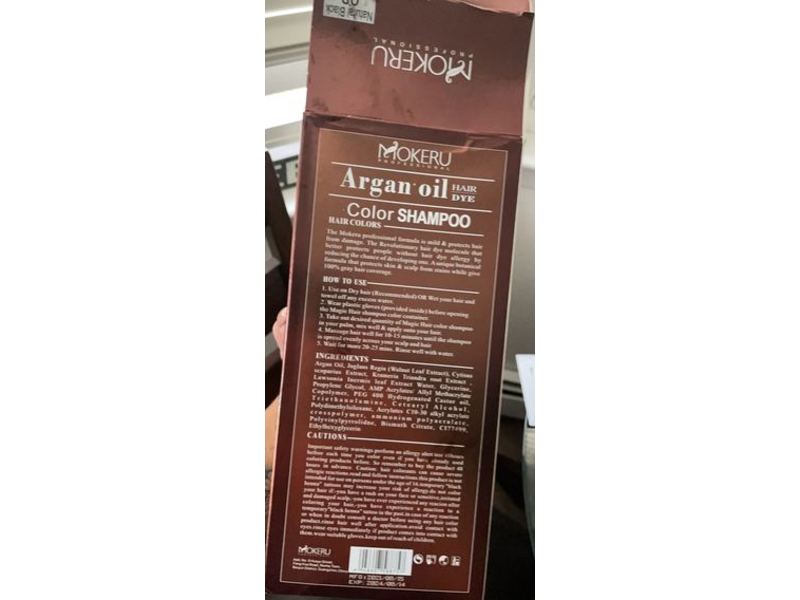 Mokeru Hair Dye Color Shampoo, Argan Oil, Dark Brown, 500 mL