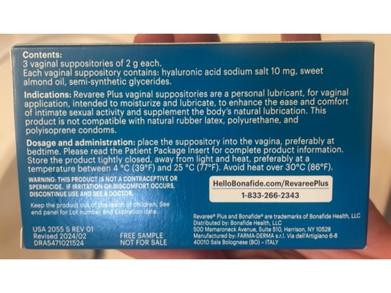 Bonafide Revaree Plus Vaginal Moisturizer, 10 Count